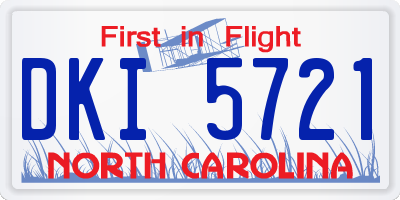 NC license plate DKI5721