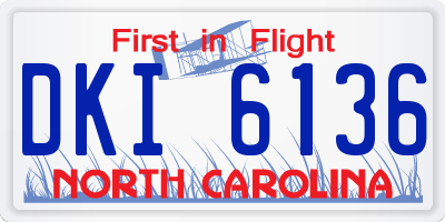 NC license plate DKI6136