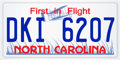 NC license plate DKI6207