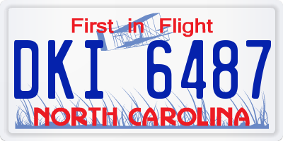 NC license plate DKI6487