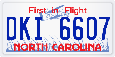 NC license plate DKI6607