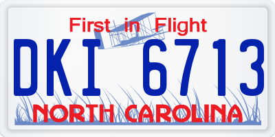 NC license plate DKI6713