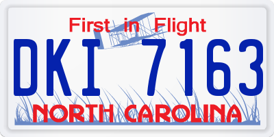 NC license plate DKI7163