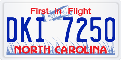 NC license plate DKI7250
