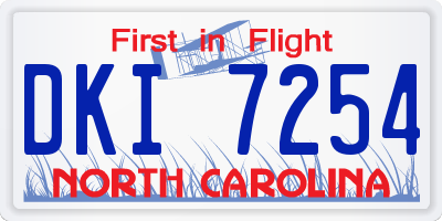 NC license plate DKI7254