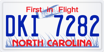 NC license plate DKI7282