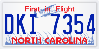NC license plate DKI7354