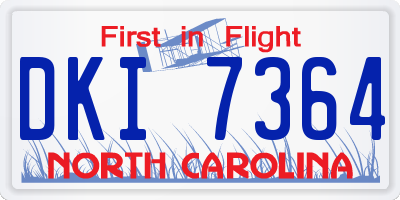 NC license plate DKI7364