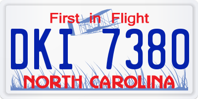 NC license plate DKI7380