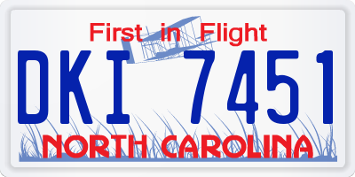 NC license plate DKI7451
