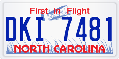 NC license plate DKI7481