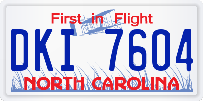 NC license plate DKI7604