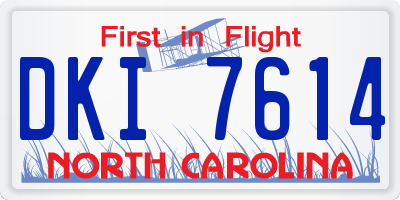 NC license plate DKI7614