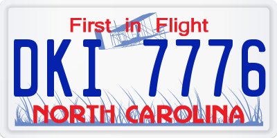 NC license plate DKI7776
