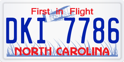 NC license plate DKI7786