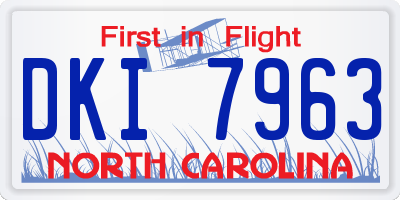 NC license plate DKI7963