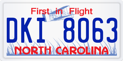 NC license plate DKI8063