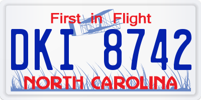 NC license plate DKI8742