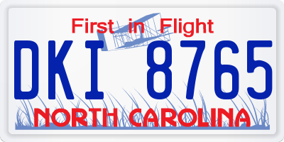 NC license plate DKI8765