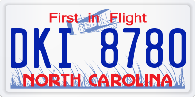 NC license plate DKI8780