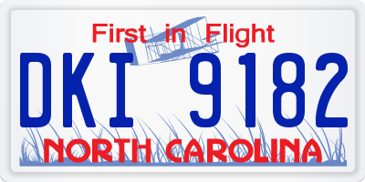 NC license plate DKI9182