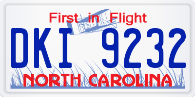 NC license plate DKI9232