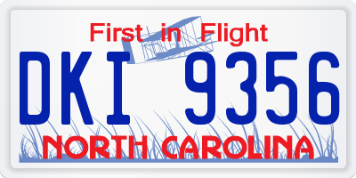 NC license plate DKI9356