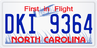 NC license plate DKI9364