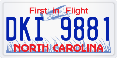 NC license plate DKI9881