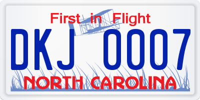 NC license plate DKJ0007