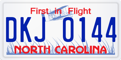 NC license plate DKJ0144
