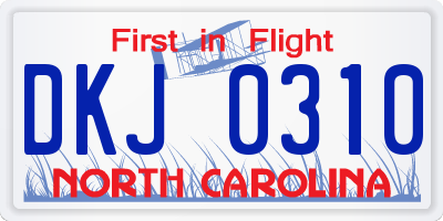 NC license plate DKJ0310