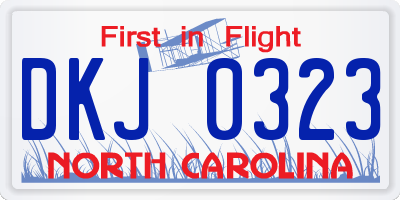 NC license plate DKJ0323