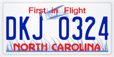 NC license plate DKJ0324