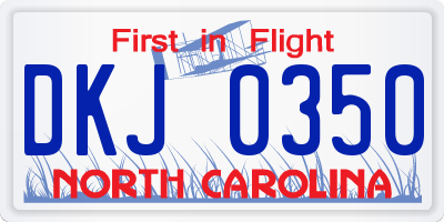 NC license plate DKJ0350