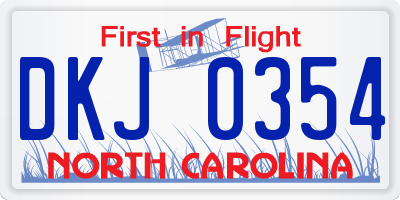 NC license plate DKJ0354