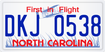 NC license plate DKJ0538