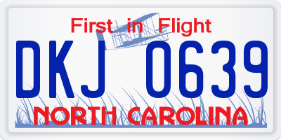 NC license plate DKJ0639