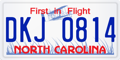 NC license plate DKJ0814