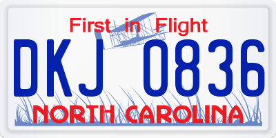 NC license plate DKJ0836
