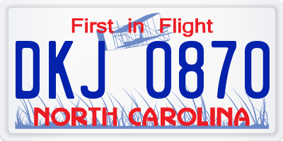 NC license plate DKJ0870
