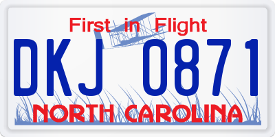 NC license plate DKJ0871