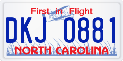 NC license plate DKJ0881