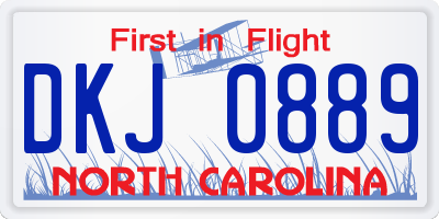 NC license plate DKJ0889