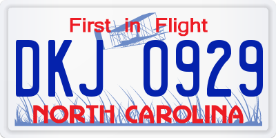 NC license plate DKJ0929