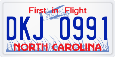 NC license plate DKJ0991
