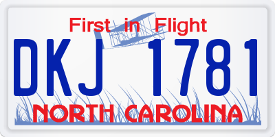 NC license plate DKJ1781