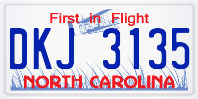 NC license plate DKJ3135