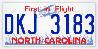 NC license plate DKJ3183