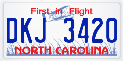 NC license plate DKJ3420